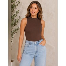 NWT A New Day Brown Mock Neck Sleeveless Bodysuit Women's Size XL