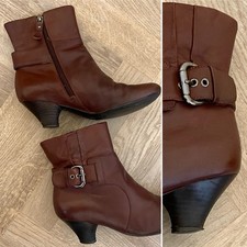 Clarks SoftWear Chestnut Leather Buckle Witchy Victorian Steampunk Boots 5.5