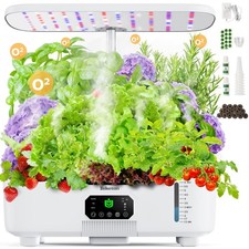 Misting Hydroponic Growing System Kit 15-Pods Indoor Herb Garden Kit with LCD...