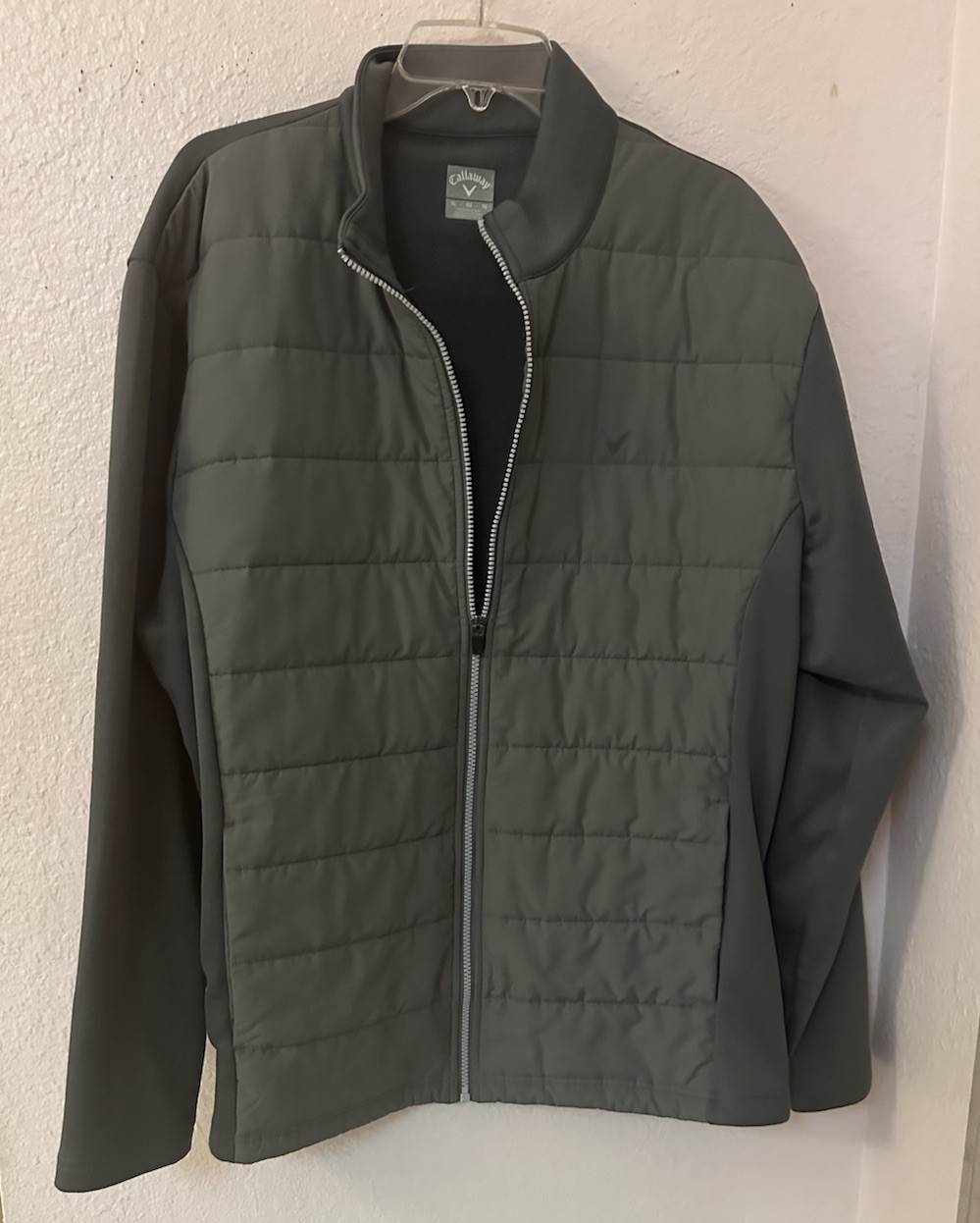Callaway Mens XL Full Zip Golf Jacket Gray Quilted Lightweight Performance Coat