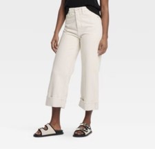 Women's High-Rise Cropped Vintage Wide Leg Jeans - Universal Thread Sz 14