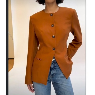 Aligne Cognac Daphne Long Waisted Blazer Size 10