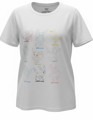 Women's Plus 2X Hot Topic Pokémon Eevee Evolutions Line Art Scoop Neck Tee Shirt