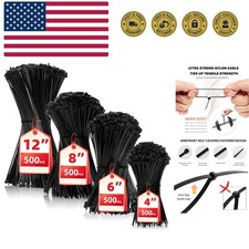 Zip Ties Assorted Sizes4  6  8  12  , 2000 Pack,Black Cable Ties,Multi-Purpose...