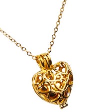 Gold Paw Print Heart Pet Ashes Memorial Necklace with Inner Box For Dog Cat
