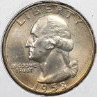 1958-D Washington 90% Silver Quarter Gem BU Uncirculated - Mint Set Toned