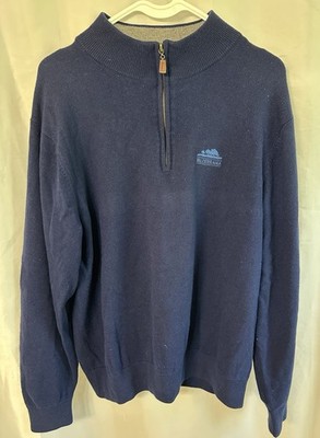 Peter Millar Men's Blue Mock Neck 1/4 Zip Pullover Sweater Wool Cashmere L