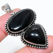 Natural Banded Agate Gemstone 925 Sterling silver Jewelry Pendant Size 2.4"