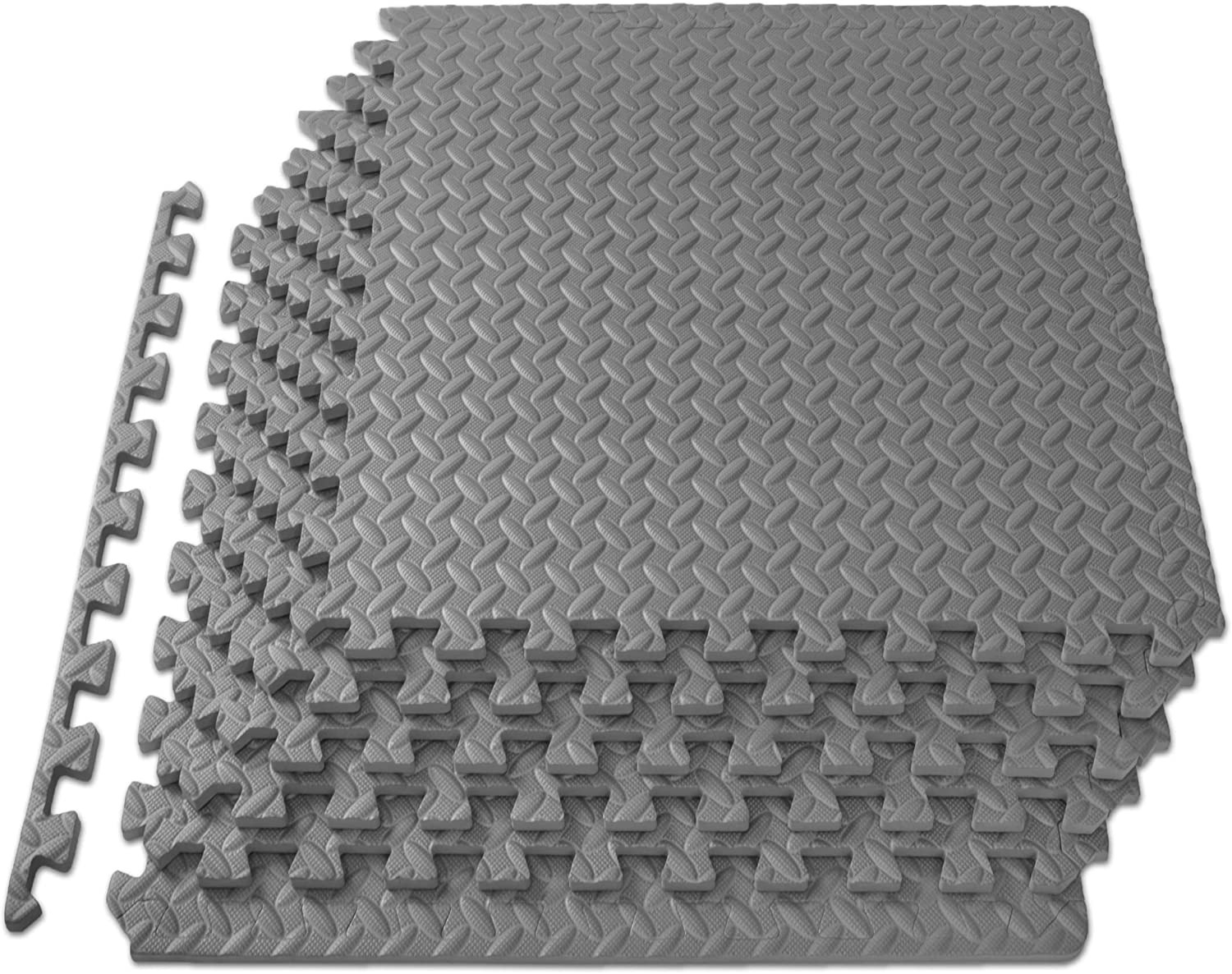 Puzzle Exercise Mat &frac12; In, EVA Interlocking Foam Floor Tiles for Home Gym, Mat fo
