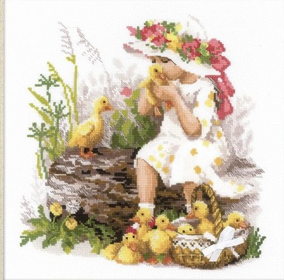 New RIOLIS cross stitch Kit 1781 Girl with Ducklings