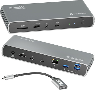 Plugable Thunderbolt 4 Dock with 100W Charging, Space Gray 