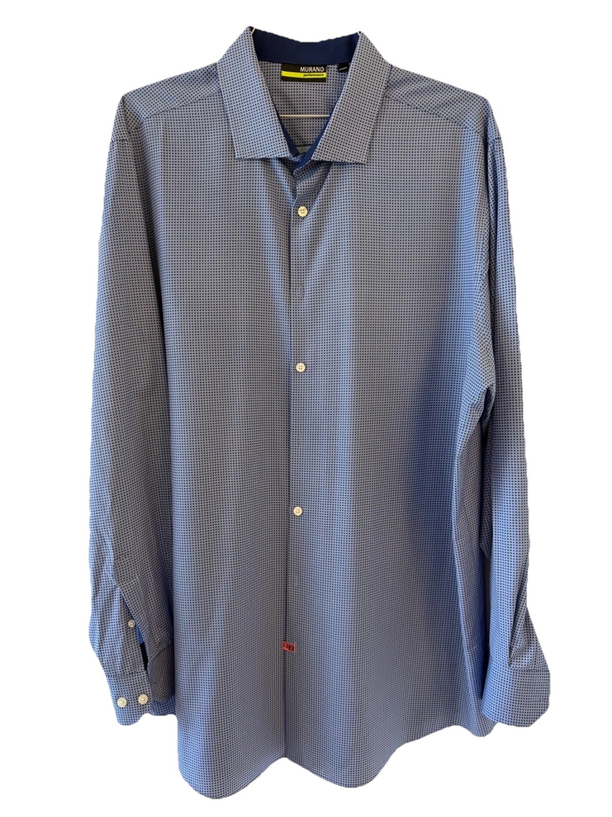 Murano Performance Button Down Shirt Blue Geometr… - image 1