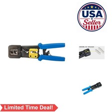 RJ45 Crimp Tool Pass-Through Connectors Ratcheting Heavy Duty Cutter Stripper
