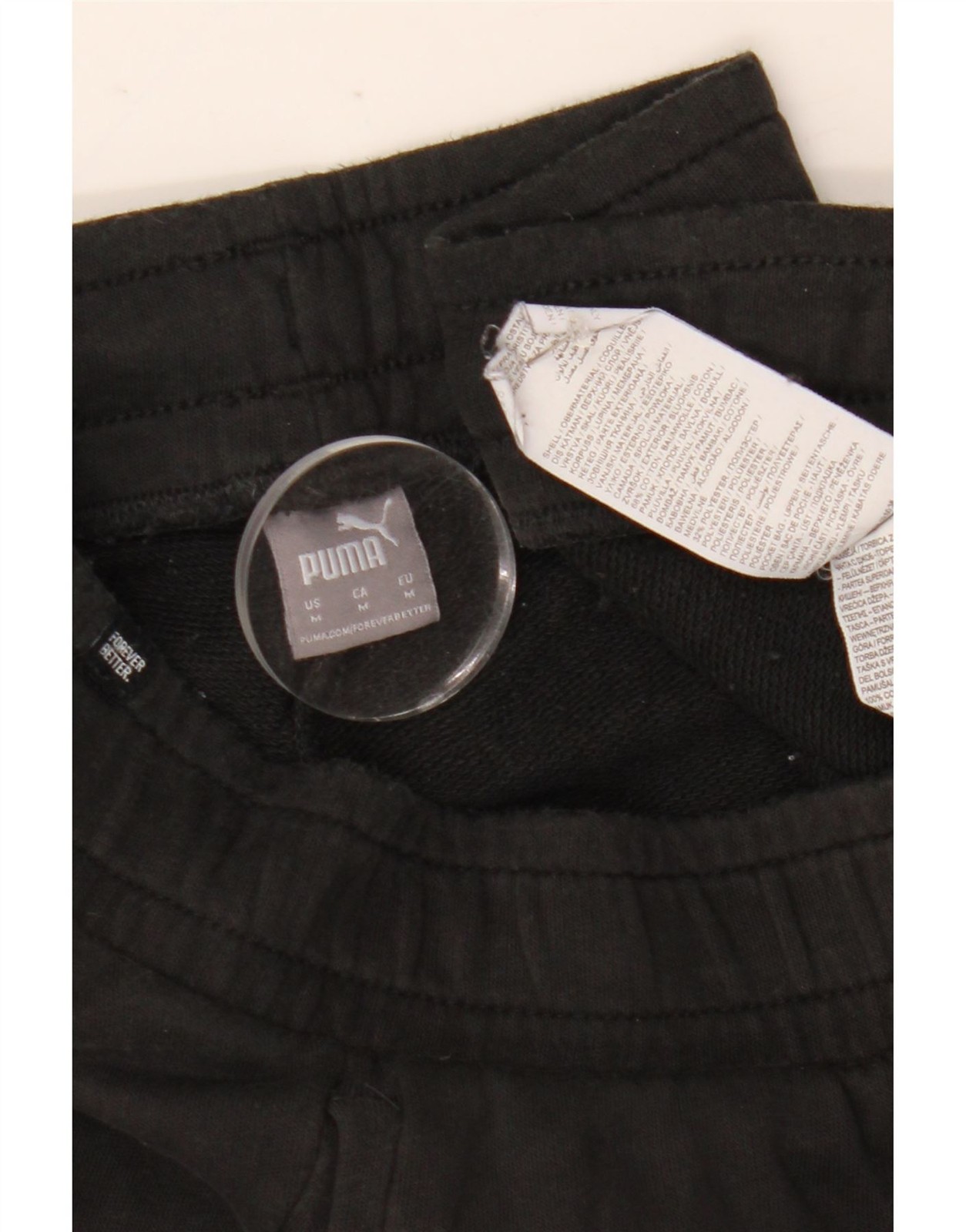 Puma Mens Graphic Tracksuit Trousers Joggers Medium Black Cotton CH17 thumbnail 3