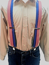 New, Men's Stars and Stripes, XXL, 2", Adj. Suspenders / Braces, Made in the USA