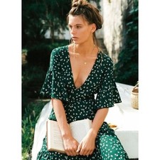 Faithfull The Brand Melia Floral Midi Dress Green Size 4