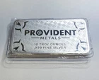 Provident Metals 10 oz .999 Fine Silver Bar – Sealed – 10 Troy Ounces