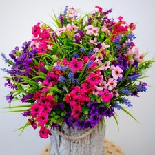 Artificial Flowers Outdoor Shrubs - 16 Bundles Fake Plants UV Resistant No Fa...