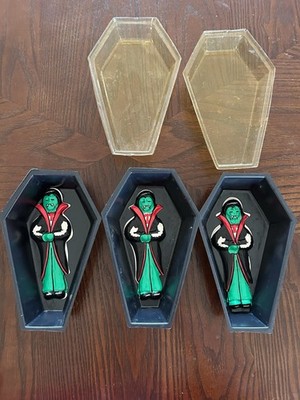 Vintage Plastic Halloween Spooky Vampire Coffin Decoration Candy Dishes?
