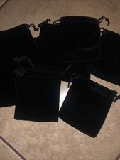 10 Black Velvet Gift Bags Drawstring Jewelry Pouches Party Favor Loot