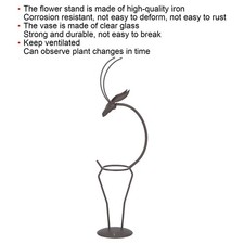 Deer Shape Wrought Iron Plant Stand Transparent Glass Hydroponic Plant Vase HEN