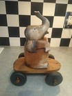 Vintage Hand Carved Folk Art Wooden Elephant Without Tusks Figurine — photo 3