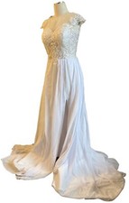 Warm Notices Wedding Dress OSFM Gown White Sequins Embellished Corset Slit NWT