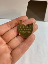 Best Friends Forever 2 Pc Split Heart Pendant for Necklace Gold 