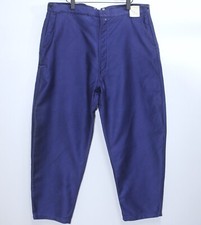 New French Vintage 50s Blue Moleskin Buckle Back Work Pants ADOLPHE LAFONT W42