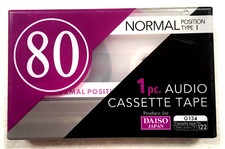 DAISO 80 audio cassette blank tape sealed Made in Japan Type I