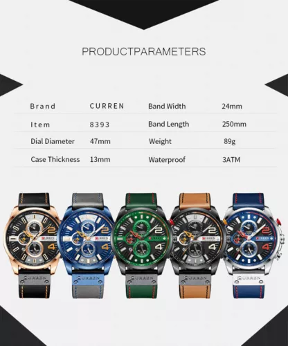 Premium Leder Armbanduhr Chronograph Wasserdicht Kalender Datum Analog Herrenuhr - Bild 8 von 28