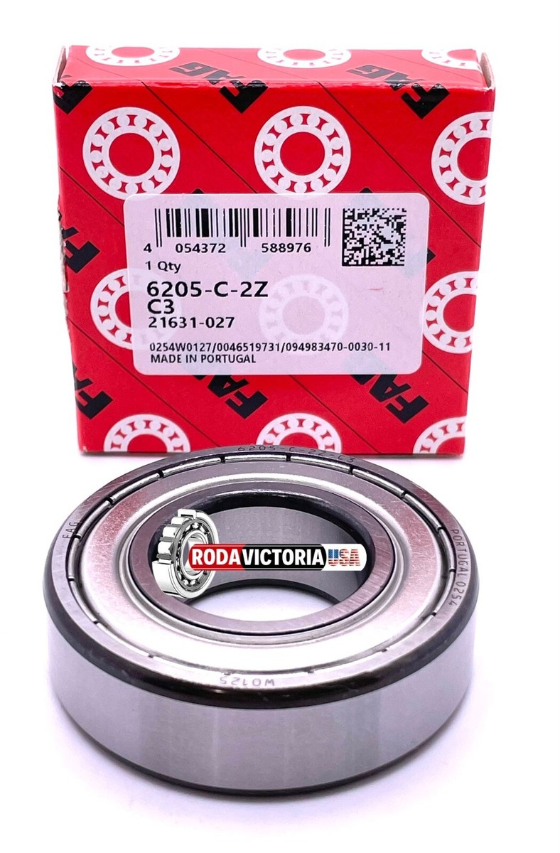 FAG 6205 2ZR C3 DEEP GROOVE BALL BEARING, METAL SHIELDED 25x52x15