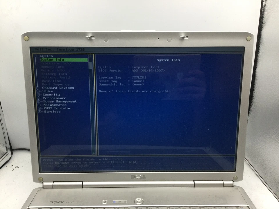 DELL INSPIRON 1720 - BOOTS TO BIOS - INTEL CORE 2 DUO - 2GB RAM - READ DESC - BB - Image 2 of 4