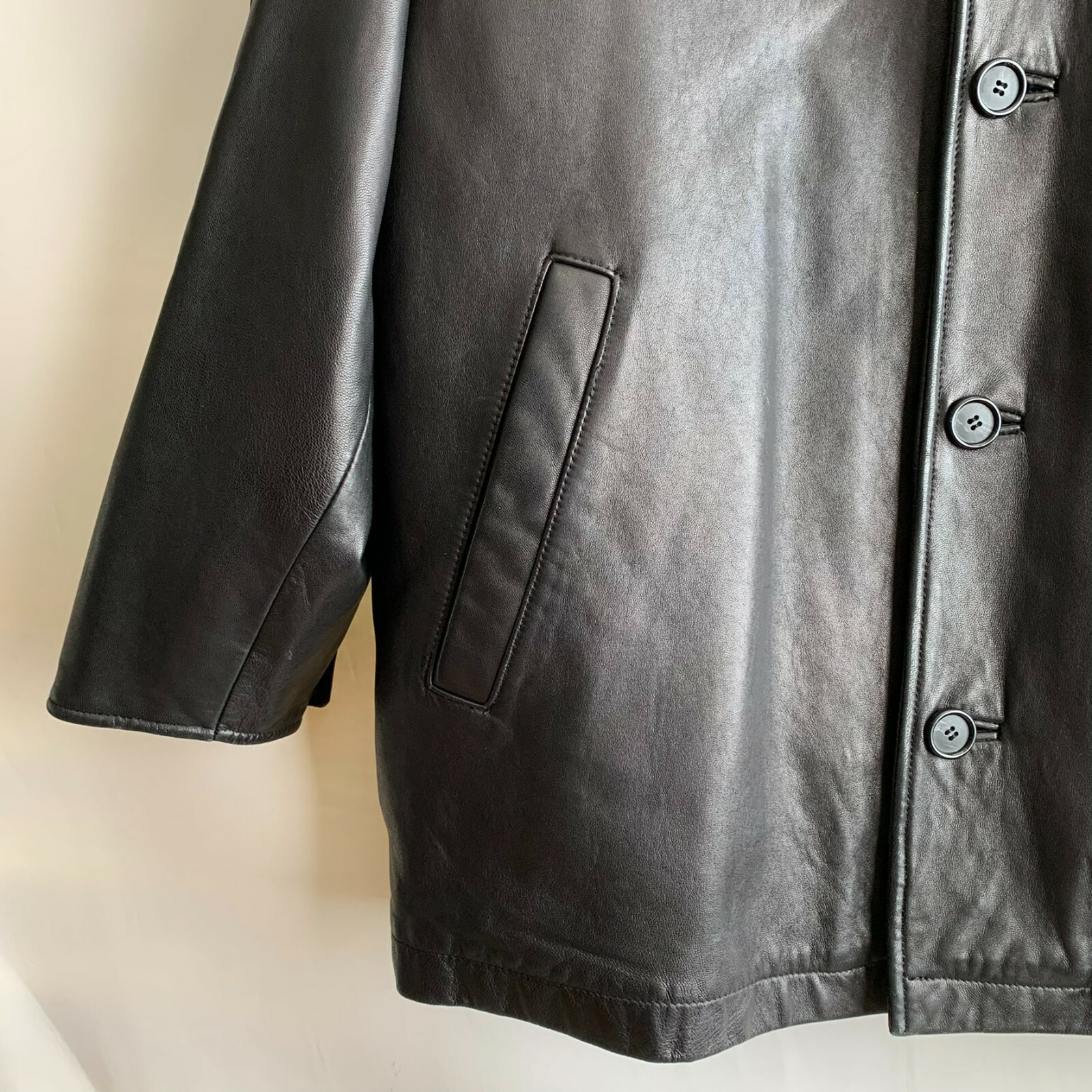 Weathervane by Weatherproof Jacket Black Leather Zip Out Lined Button Front XL image 6