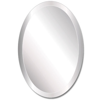 Pro Safe Glass Frameless 24'' x 48'' Oval Mirror Bevel Edge