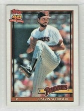 1991 Topps San Diego Padres Baseball Card #424 Calvin Schiraldi