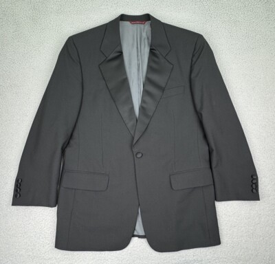 Samuelsohn Tux Jacket Mens 41R Black SB Savoy Super 100 Wool Sports Coat Blazer