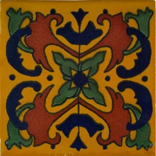 6" x 6" 4 pcs TalaMex Yellow Butterfly Talavera Mexican Tile