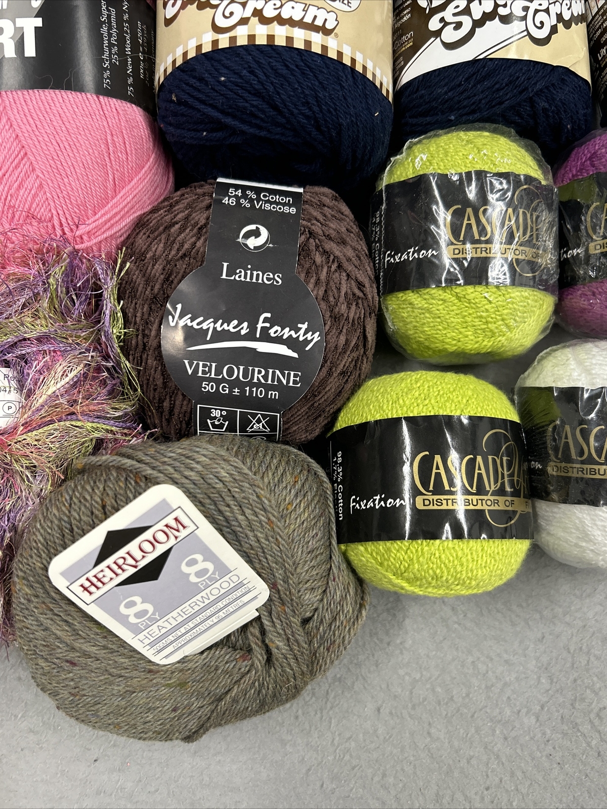 Yarn Huge Lot 47 New Skeins Different Colors Brands Wool Silk Cotton