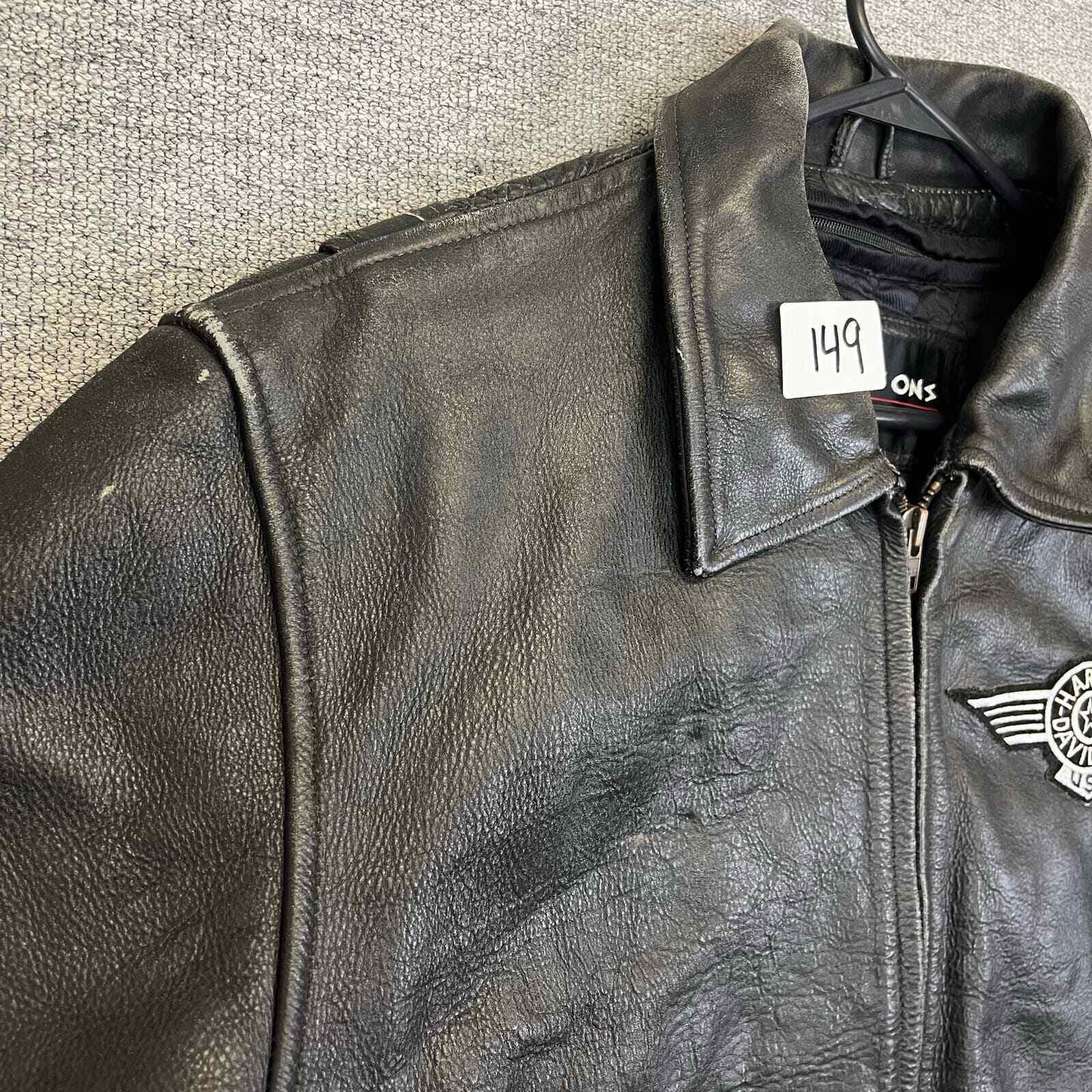 Vintage Wilsons Black Leather Biker Jacket with H… - image 8