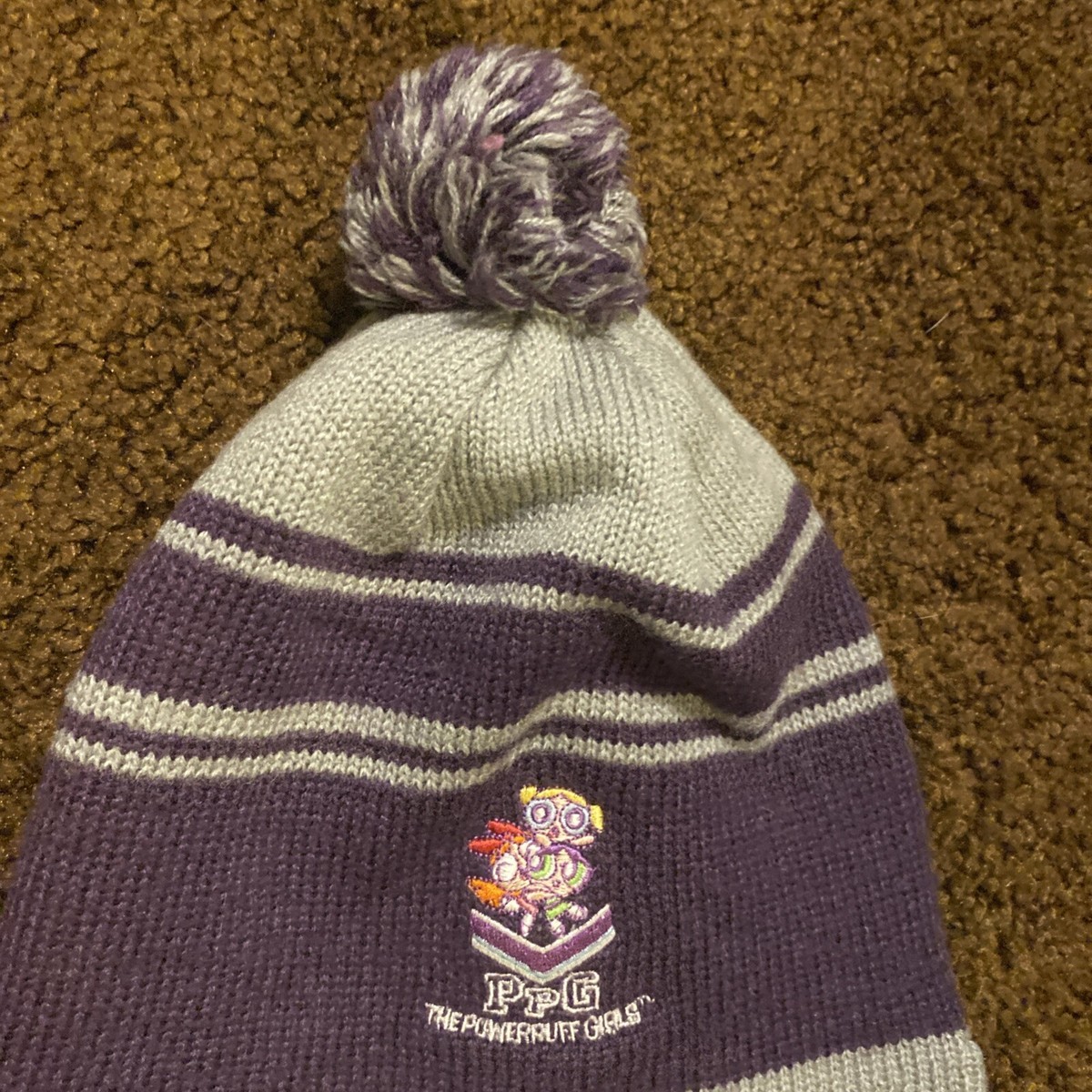 VTG Y2K Powerpuff Girls Jester Hat Cartoon Network Purple Beanie Pom Poms 2000 Vintage 2000 Cartoon Network Powerpuff Girls Tie Dye  main image 4