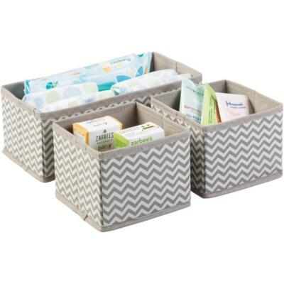 mDesign Aufbewahrungsbox Stoffkiste flexible Organizer in 2 Größen 3er Set Taupe