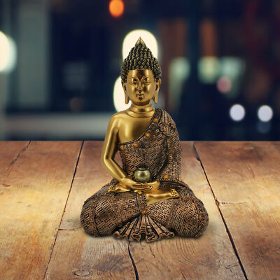 10.75''H Gold Buddha in Red Figurine Ornament Home Decor Unique Gift