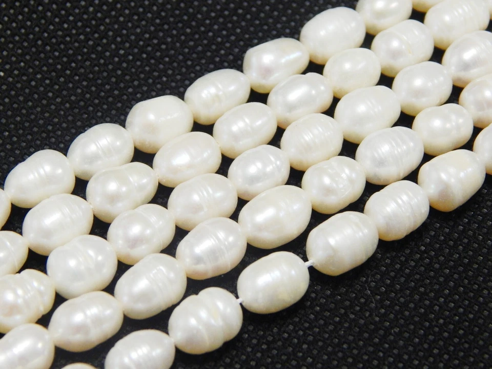 20 Natürliche Süßwasserperlen Zuchtperlen Weiß Oval Barock Edelstein Perlen D501 - Bild 3 von 4