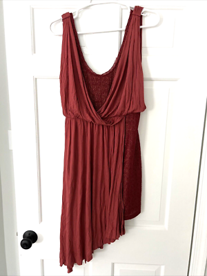 Free People Dress Size Small S Red Grecian Layered Short Burnt Orange  Maroon | eBay