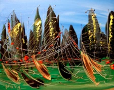 CITYSCAPE   Modern Abstract   Original Oil Painting  IMPRESSIONIST BIOT98