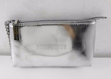 Bobbi Brown Metallic Silver Makeup Bag Cosmetic Case Wristlet Wallet Purse