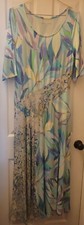 Maxi Vestido Tejido Jersey Azul Pintado Stella Soft Surroundings Talla Grande 2FA63