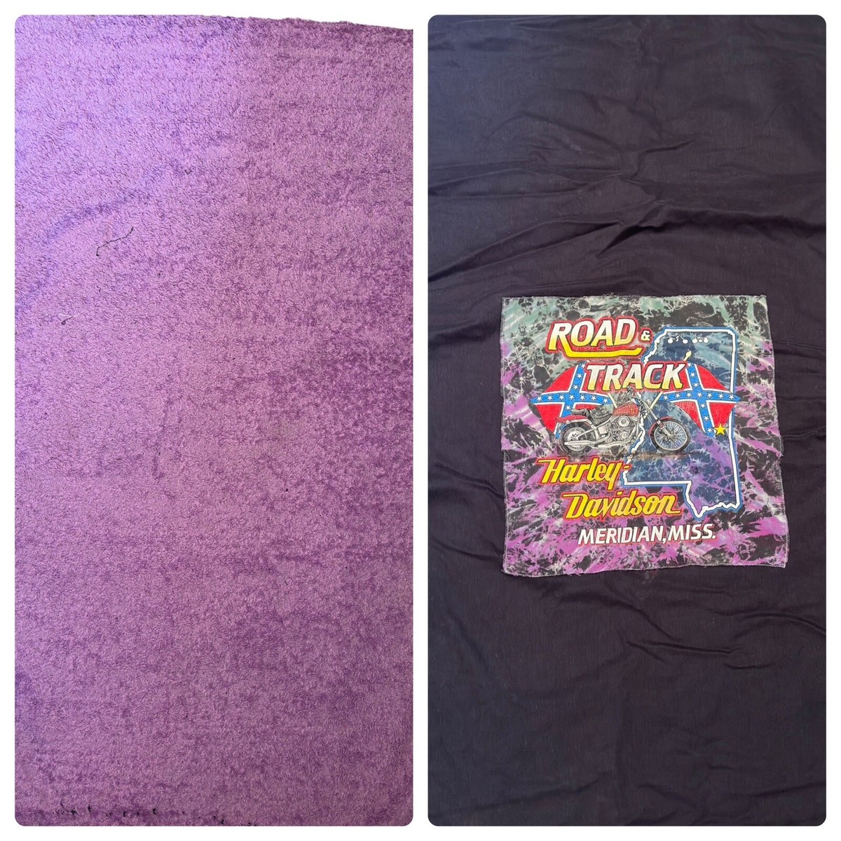 Vintage Harley Davidson Motorcycles Faded Black/purple Throw