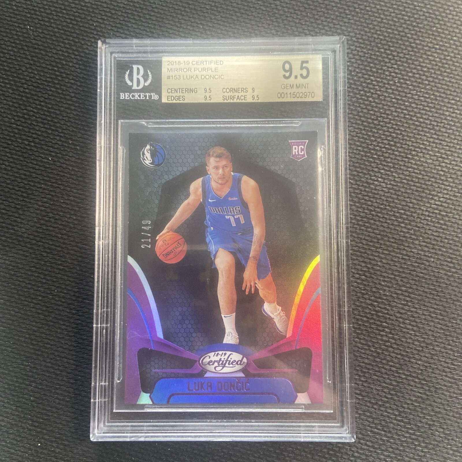 2018 Certified Mirror Purple #153 Luka Doncic ROOKIE BGS 9.5 GEM MINT 21/49
